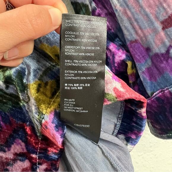 Anthropologie Maeve | Reverie Tiered Velvet Floral Tunic Bloomcore Boho Blue XS - Picture 10 of 13